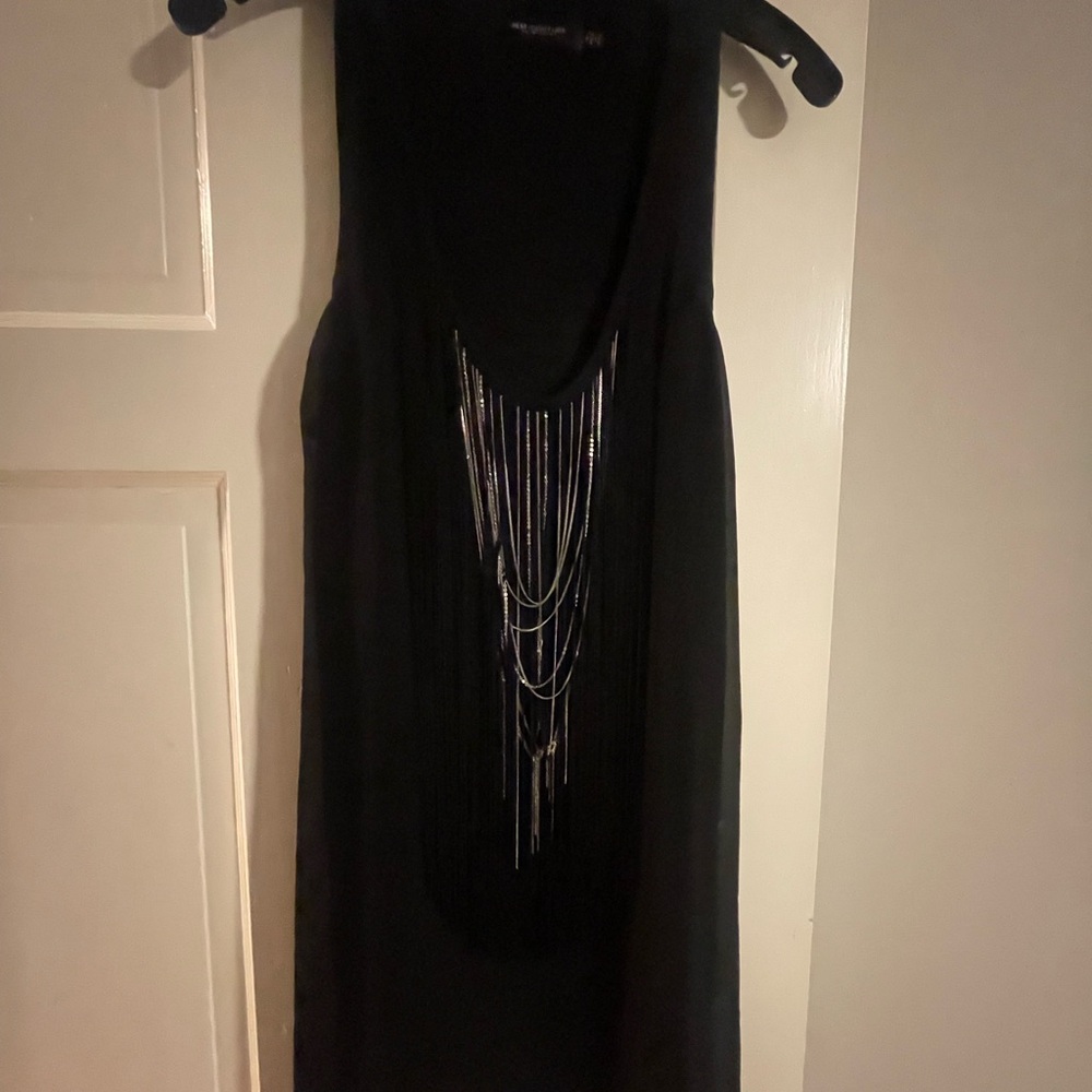 MM Couture Black Dress with Silver Chains